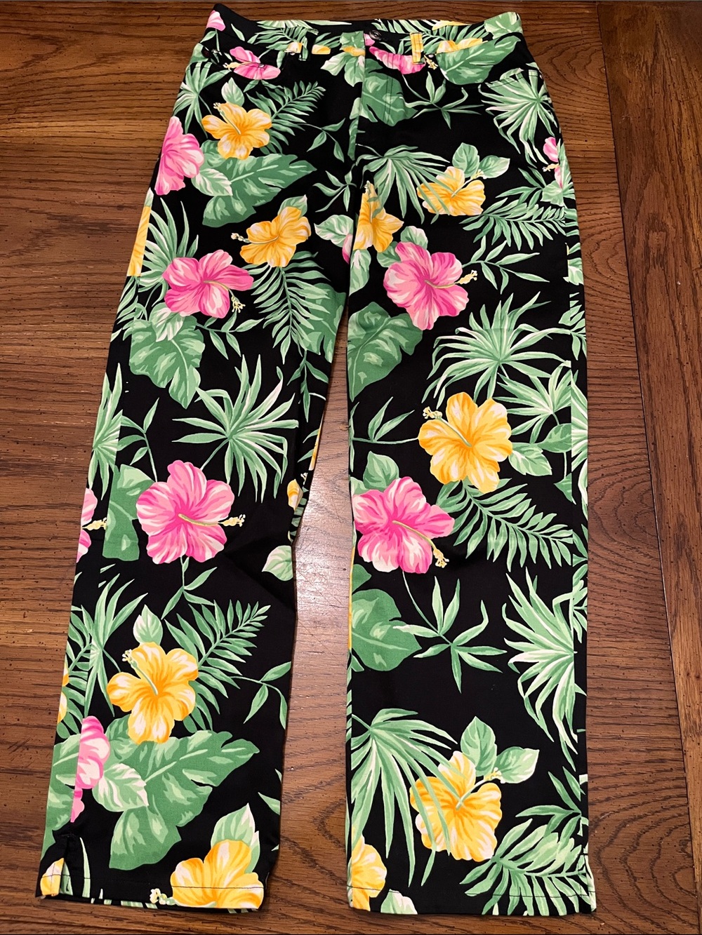 Lauren Ralph Lauren black tropical floral pants, size 8